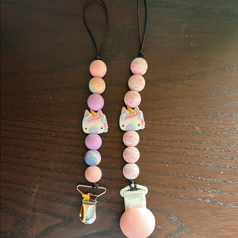 Unicorn Beaded Pacifier Clips